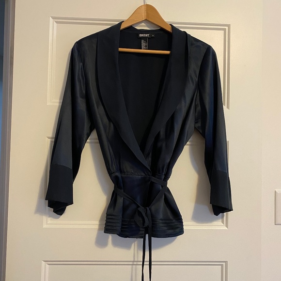 DKNY Silk Tie Front Blouse - Picture 1 of 5